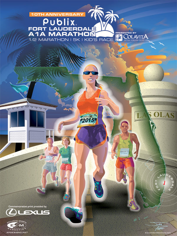 Fort Lauderdale A1A Marathon Poster Illustration