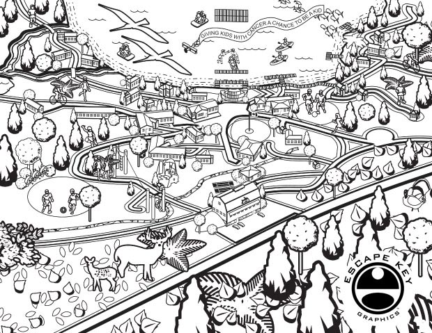 illustrated camp map coloring page