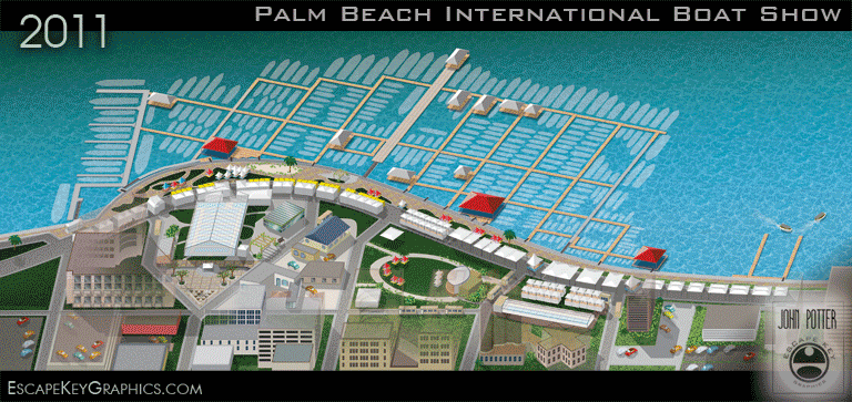 illustrated map for the 2016 Palm Beach International Boat Show