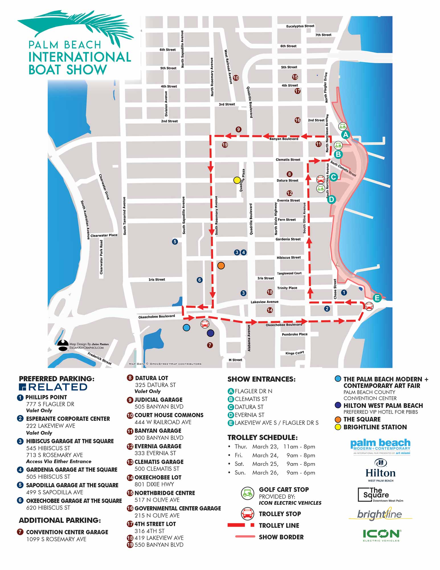 boat show transit and parking map