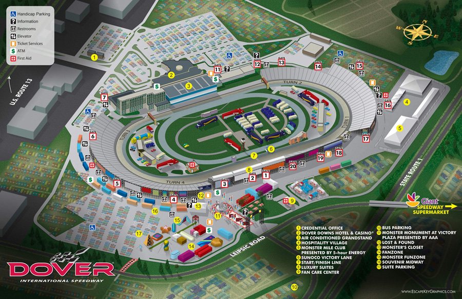 International Speedway Illustrated Map The Dover Speedway Delaware