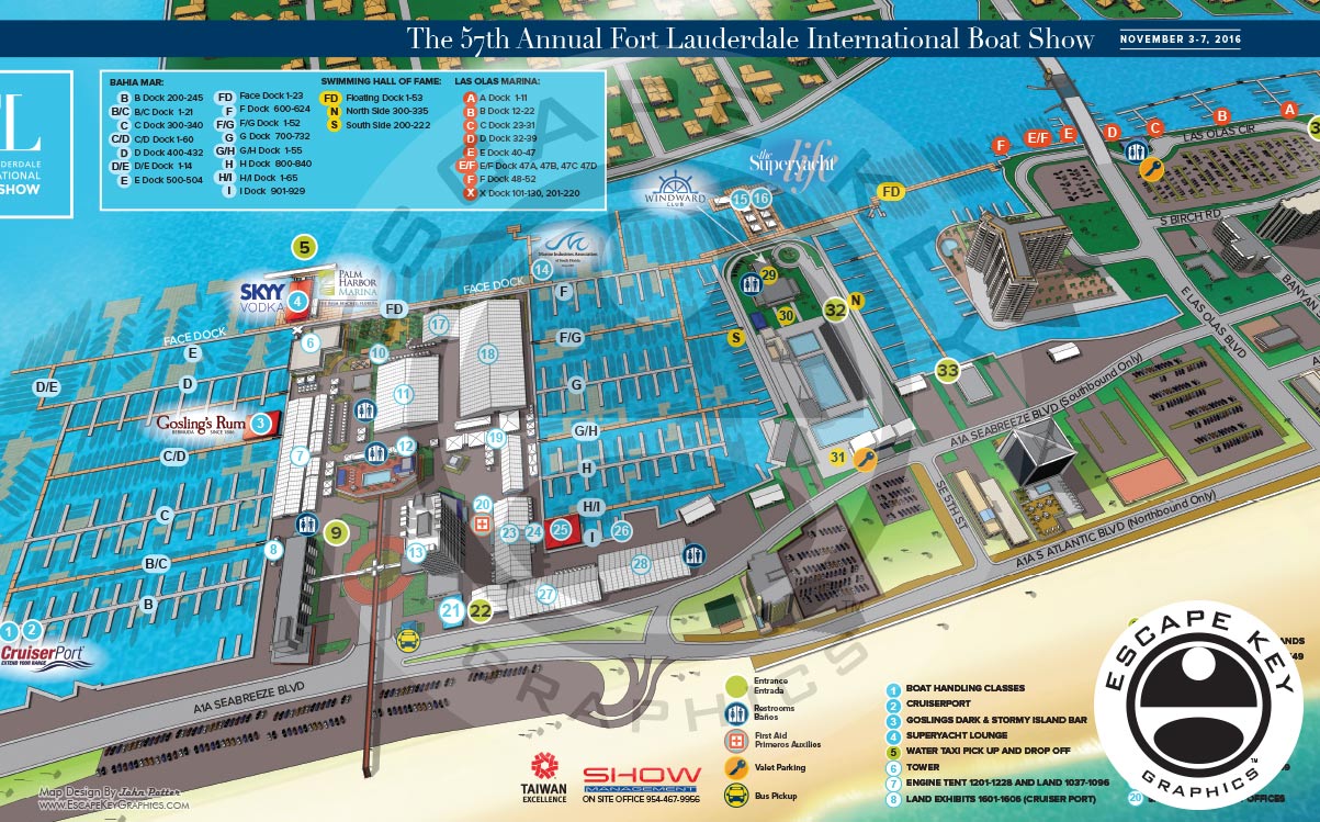 Illustrated Maps for a Huge Boat Show