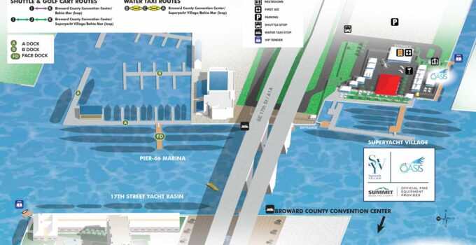 FLIBS 2023 Hilton Fort Lauderdale Marina, Pier 66 Marina, and Superyacht Village at Pier 66 South Map