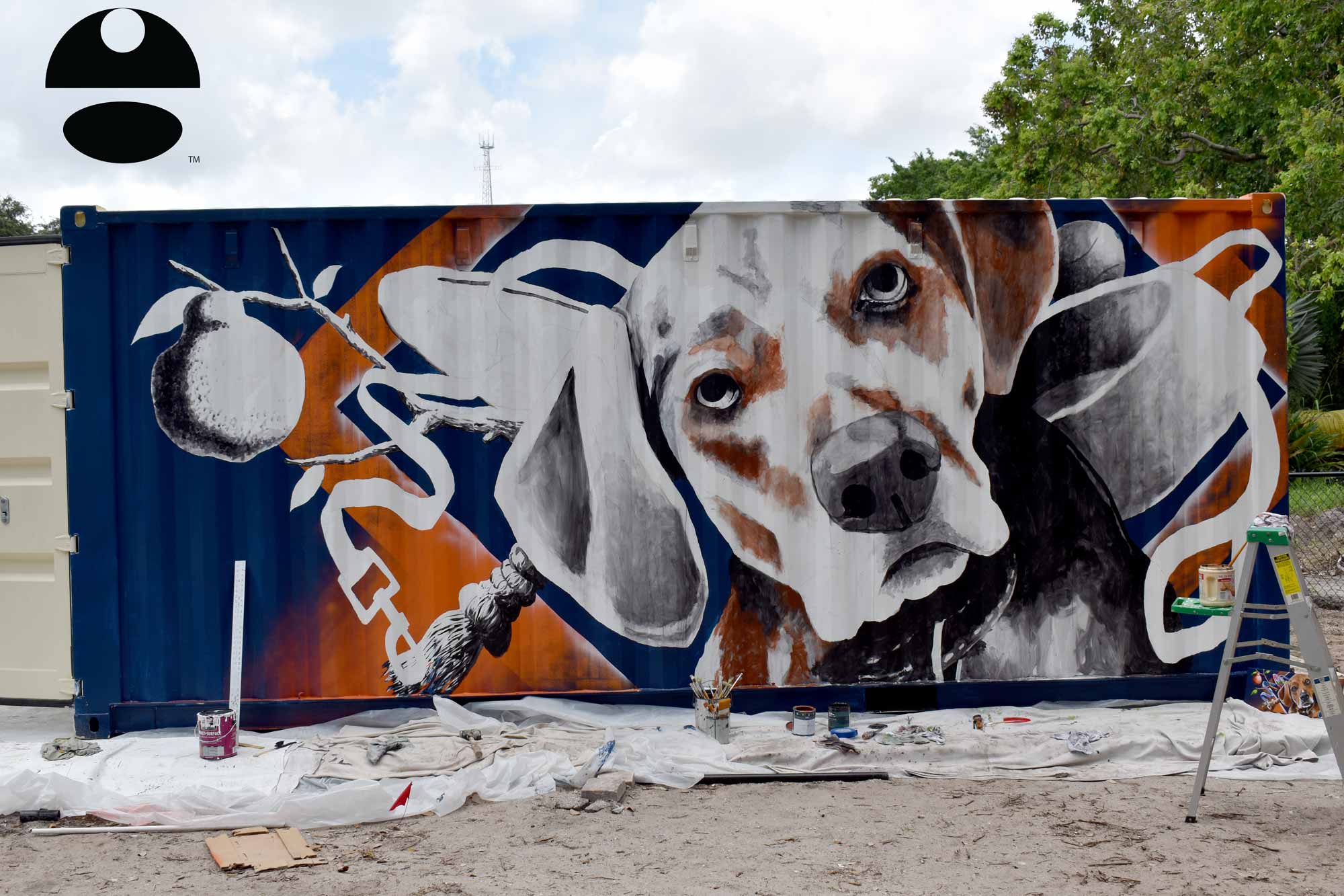 dog park mural in progress