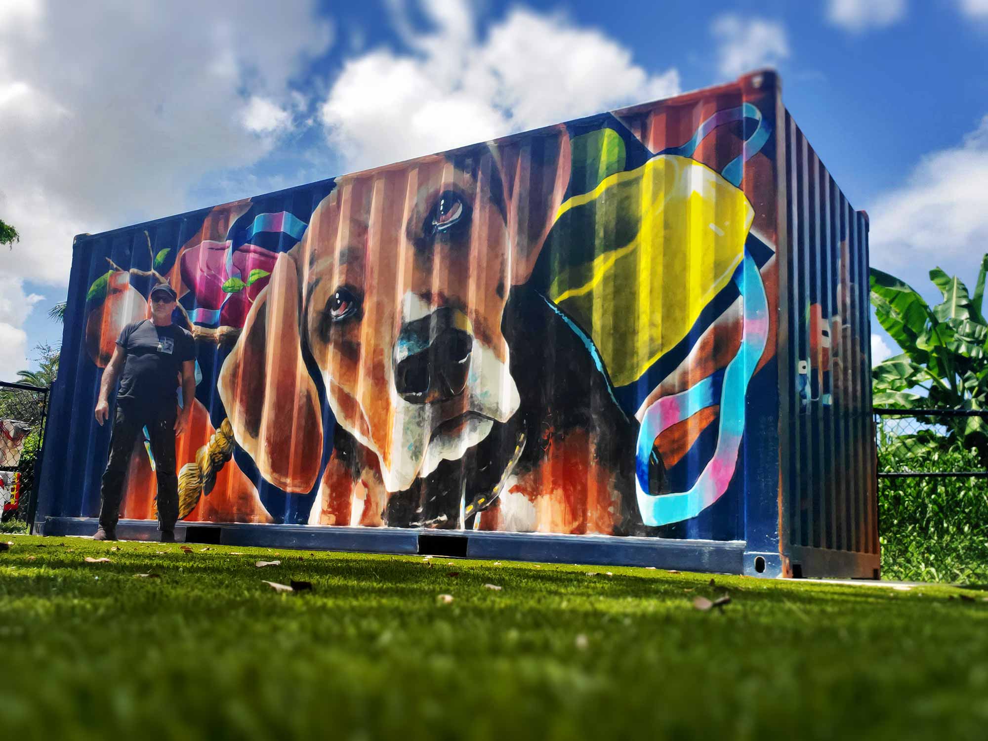 dog park mural selfie