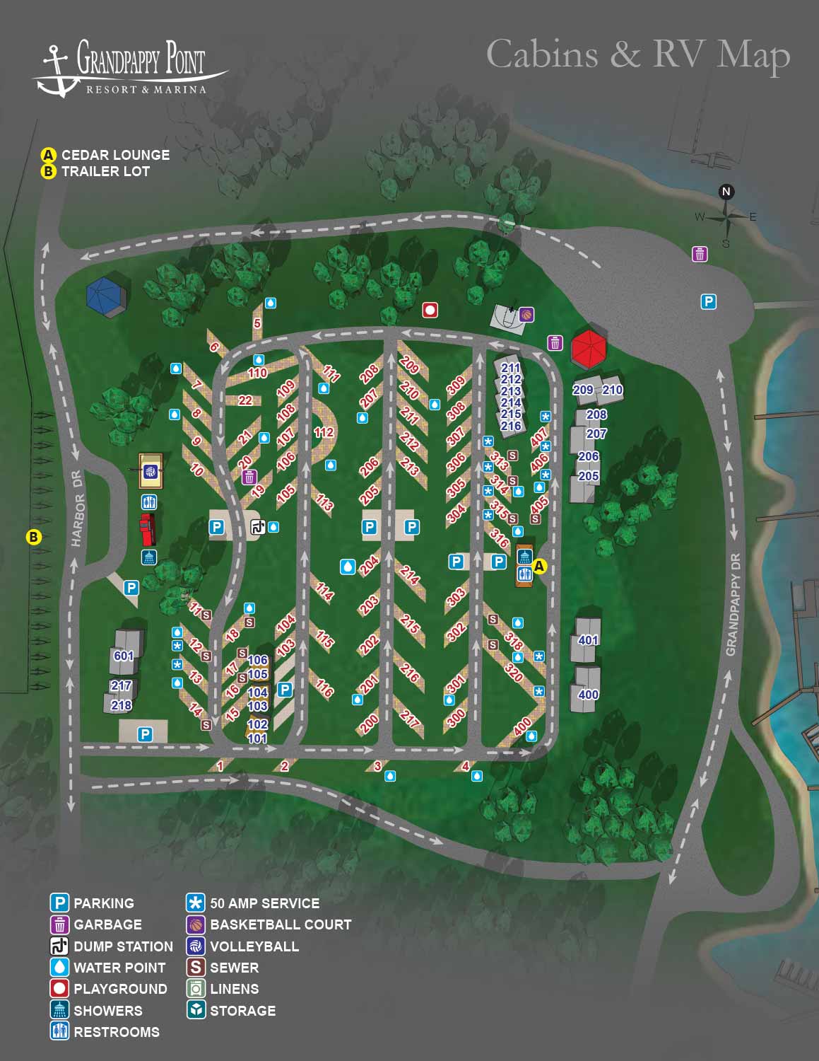 cabin and RV park map