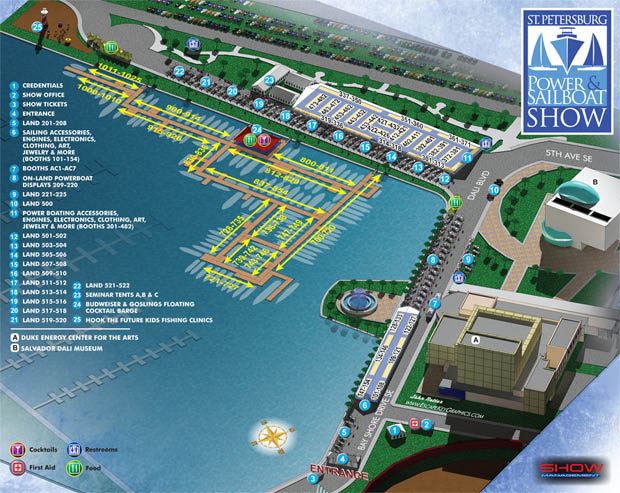 illustrated map for the 2014 Saint Petersburg Power & Sailboat Show