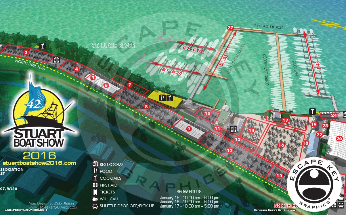 Illustration of a Marina and Area for a  Boat Show Map