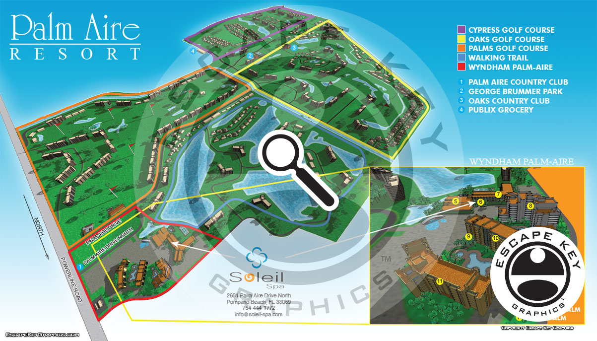 Golf Resort Illustrated Picture Map Custom Resort Map