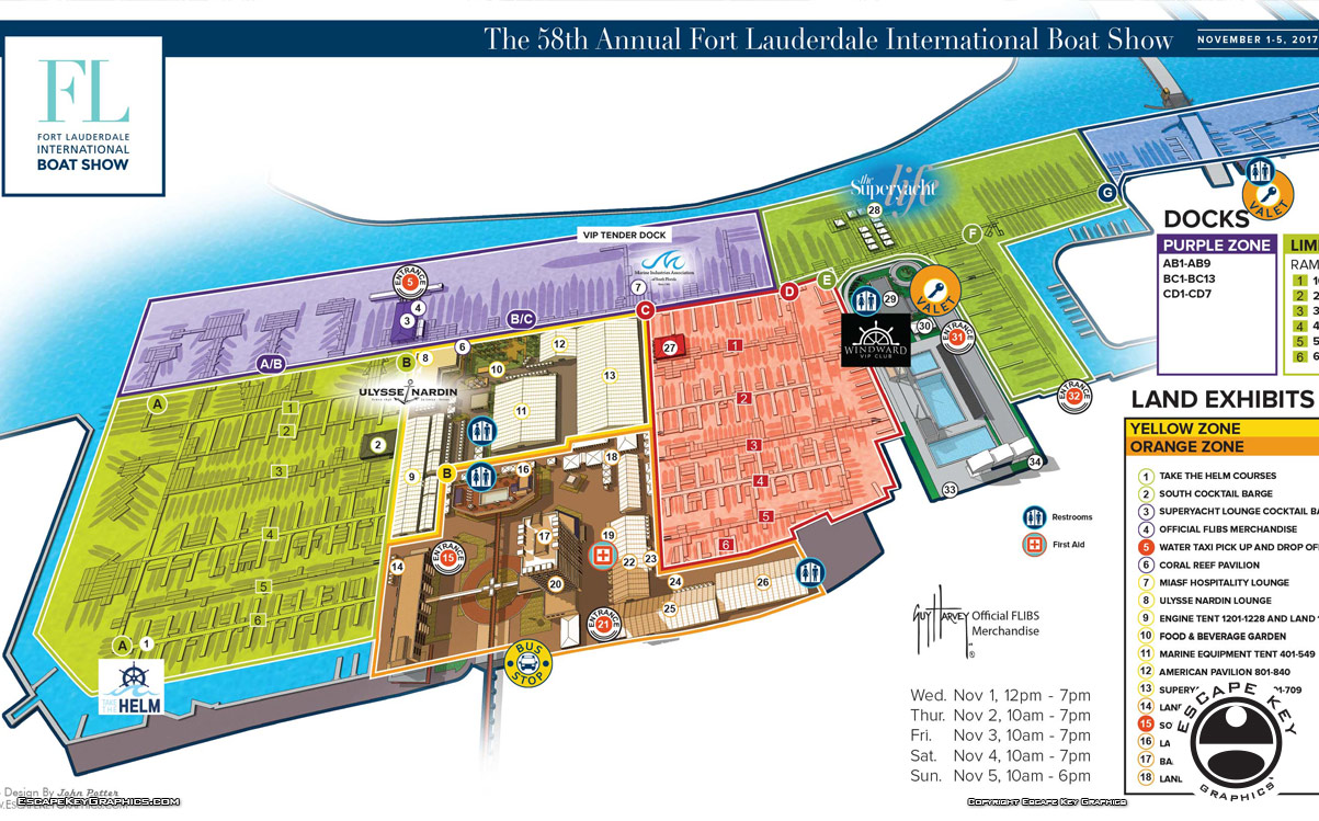 Fort Lauderdale International Boat Show Map Illustrations & Artwork 2017