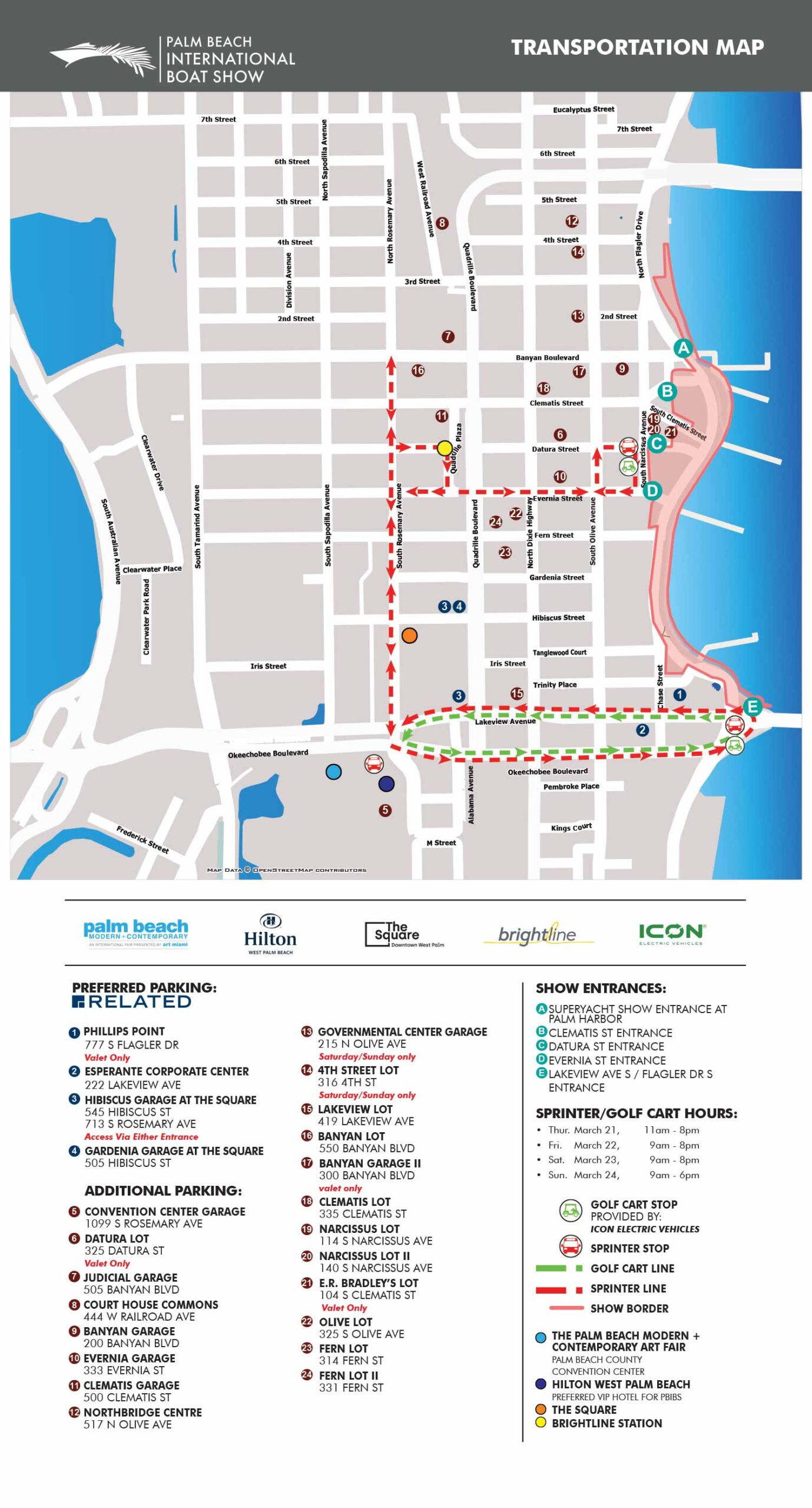 Palm Beach International Boat Show Transit Map 2024