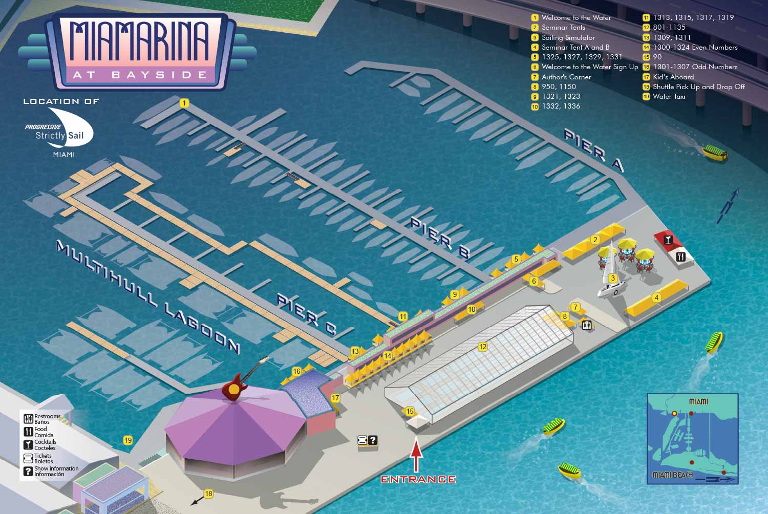 Miami Bayside Marina Map