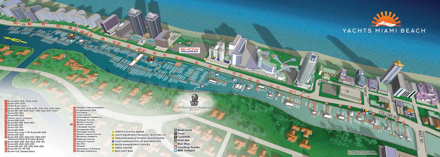 Miami Yacht Show Map Illustration