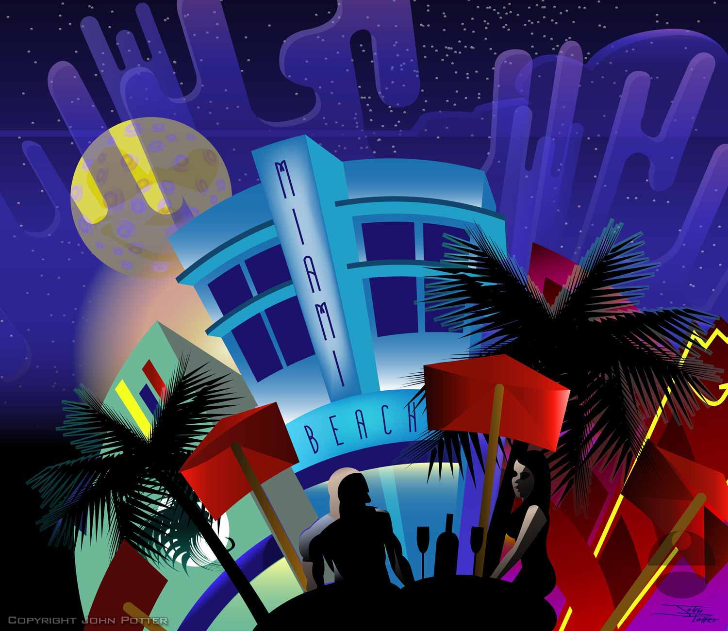 Miami Beach Vector Illustration