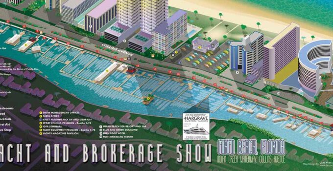 Illustrated Map of a Boat Show in Miami Beach