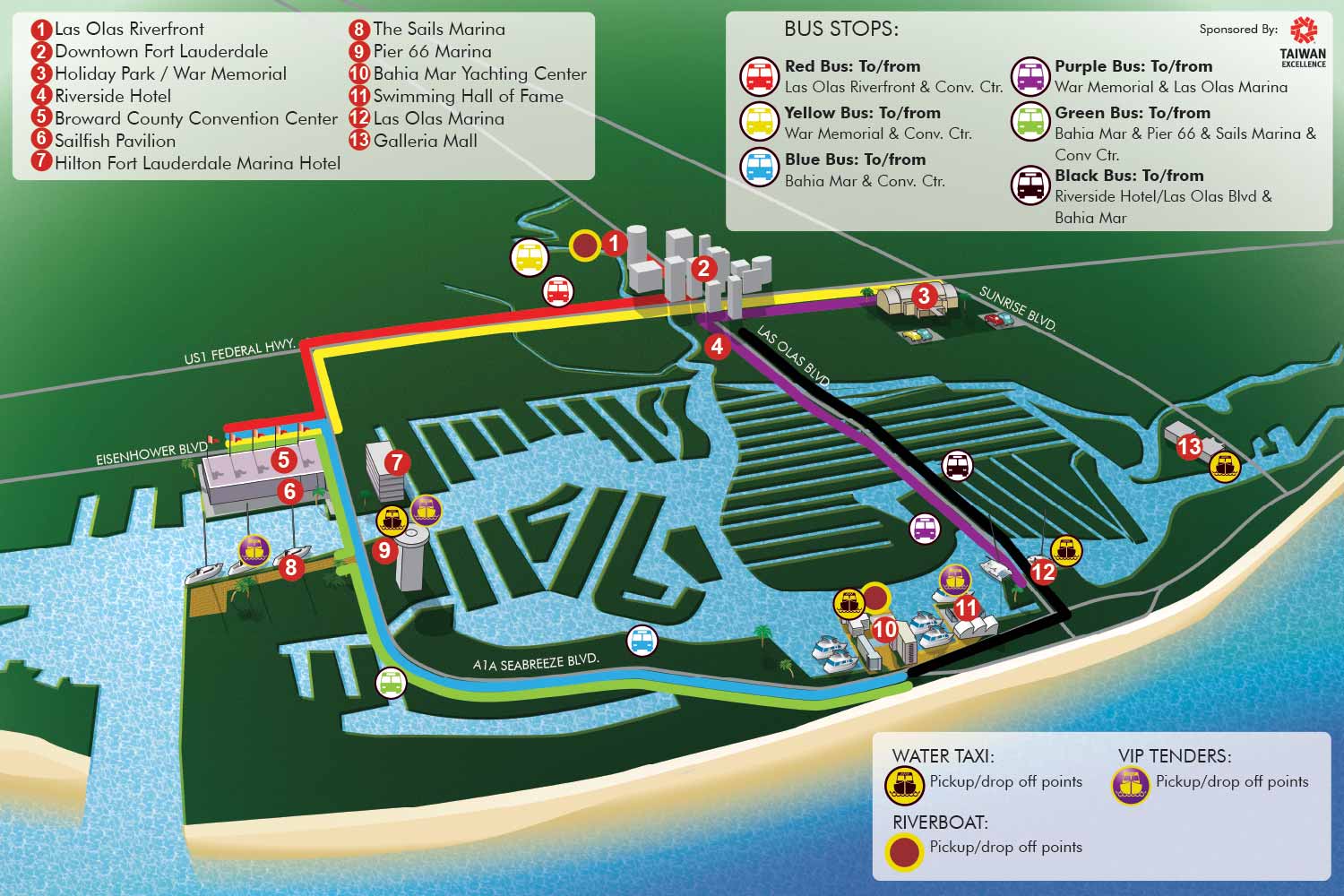 Fort Lauderdale International Boat Show 2014 Transportation Map