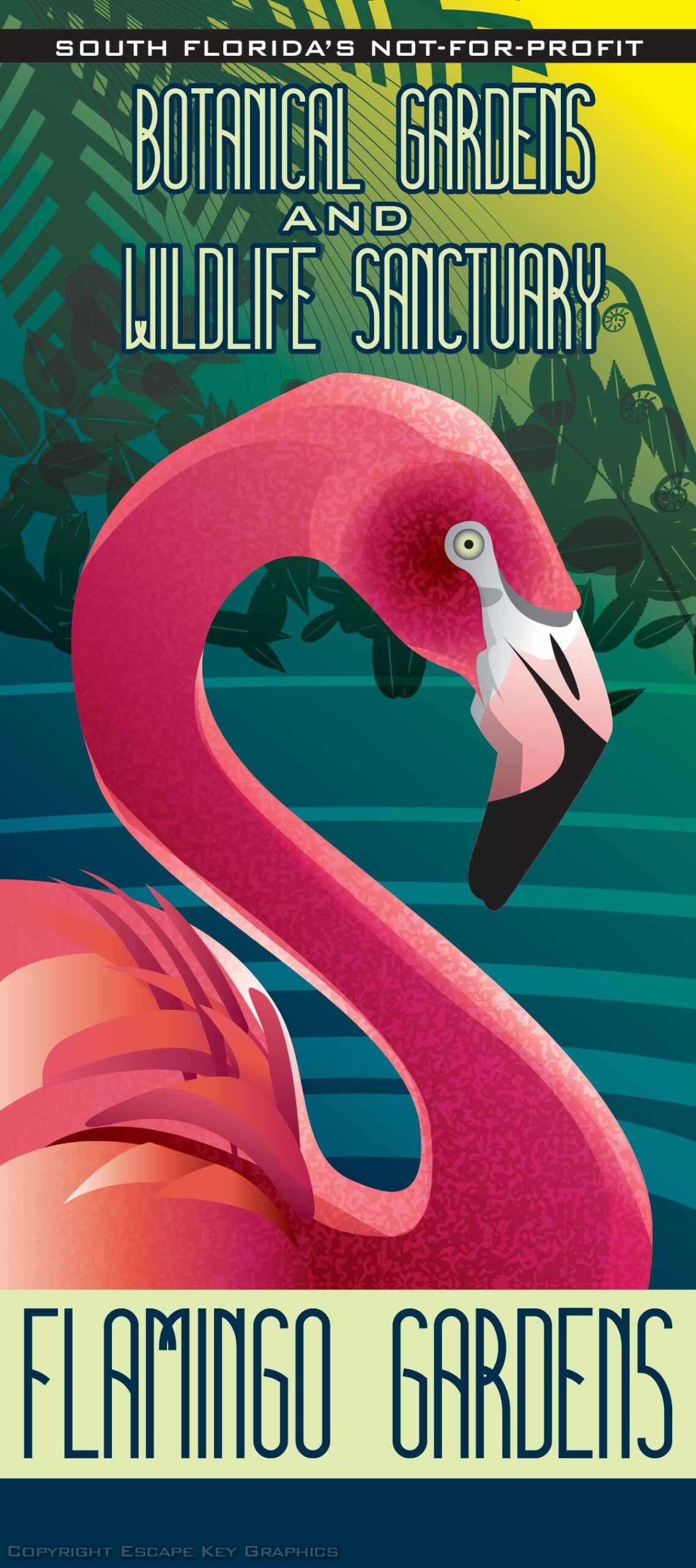 Flamingo Gardens Brochure Cover Illustration