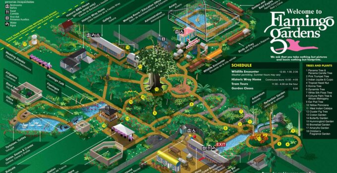 Visitor's Illustrated Guide Map to a Public Botanical Gardens and Wildlife Sanctuary