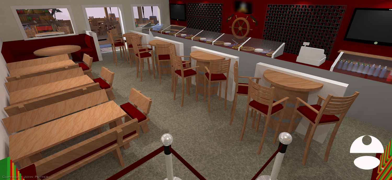 Architectural Rendering of a Restaurant Interior