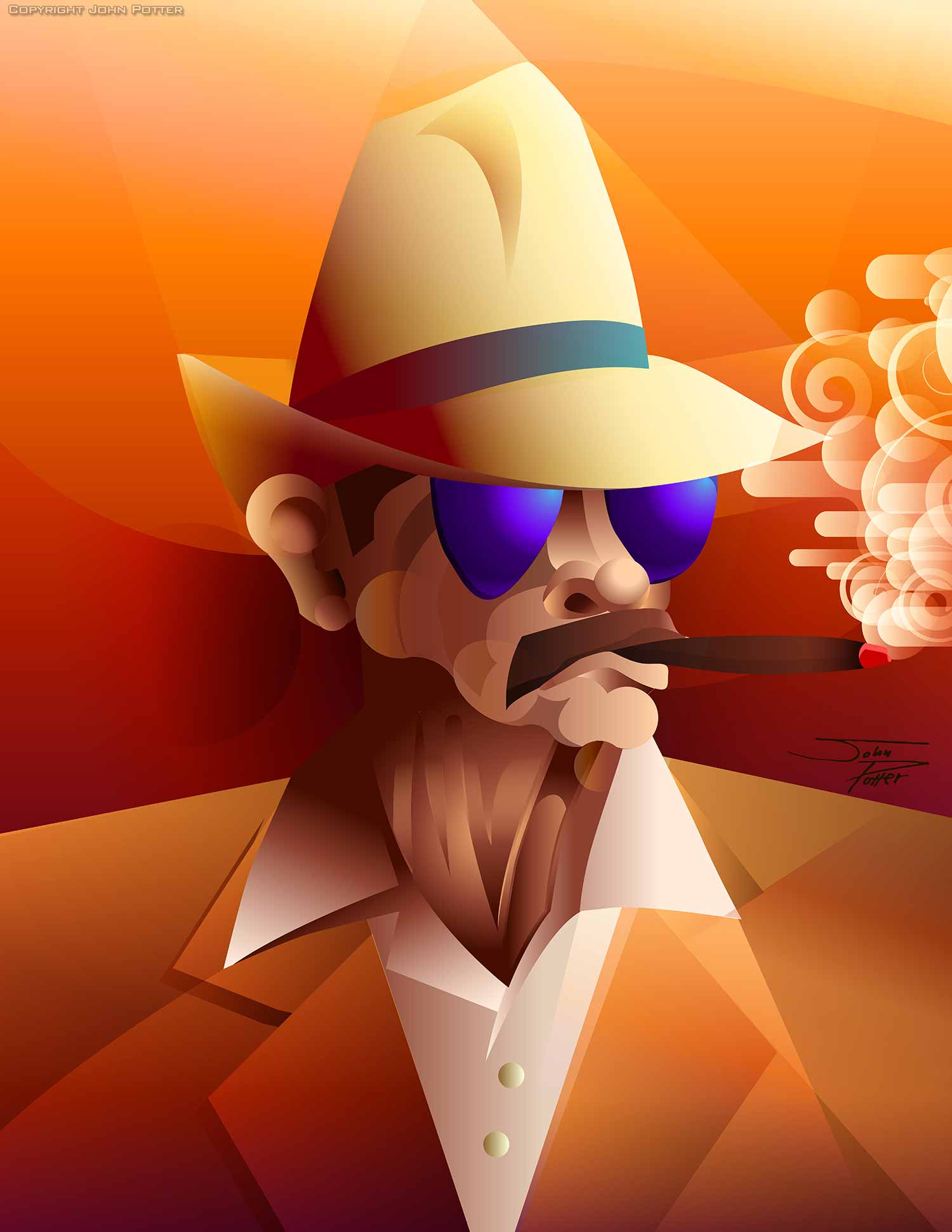 cigar smoker vector illustration