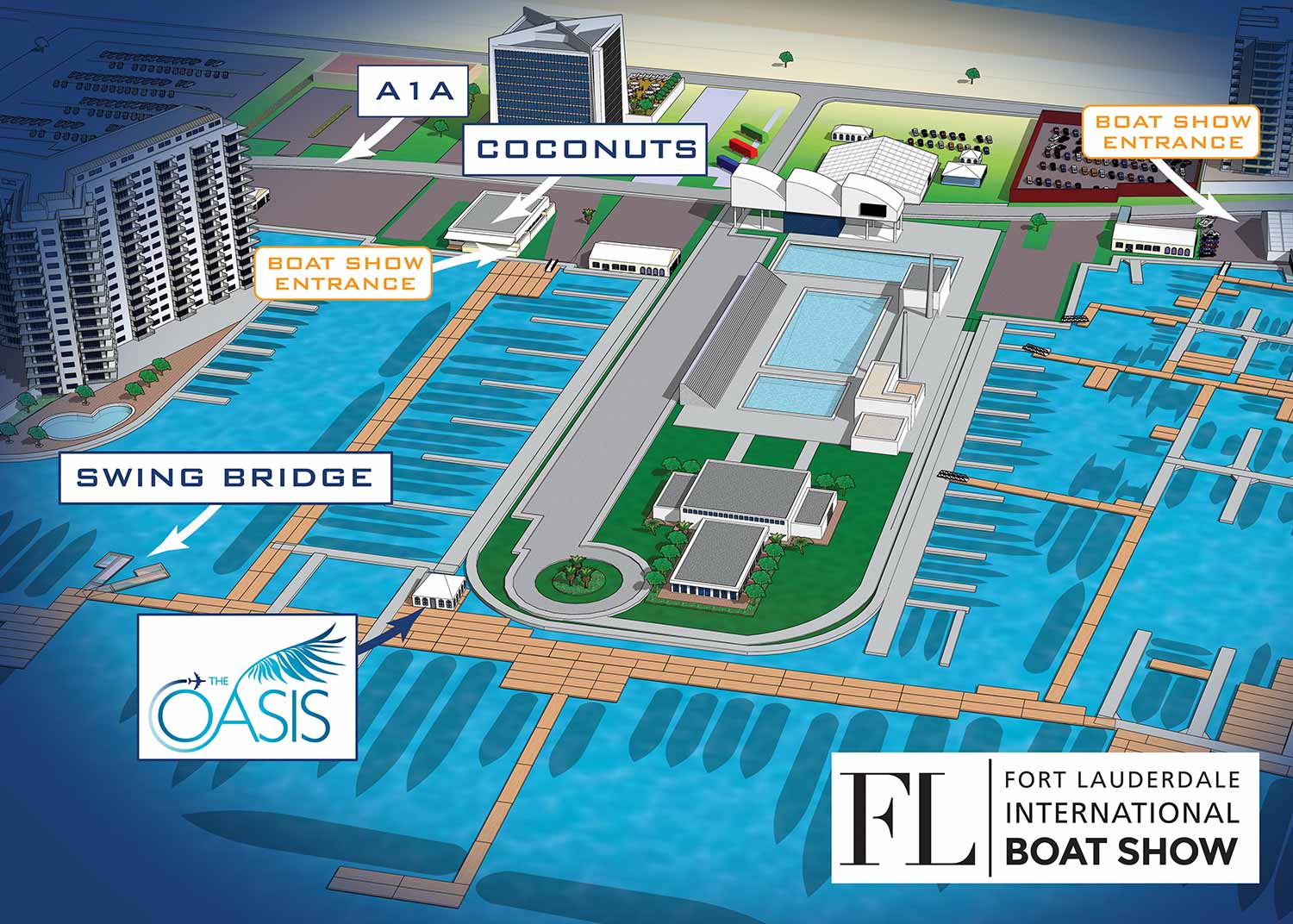 Map of The Oasis VIP Lounge by Global Marine Travel  at The Fort Lauderdale International Boat Show