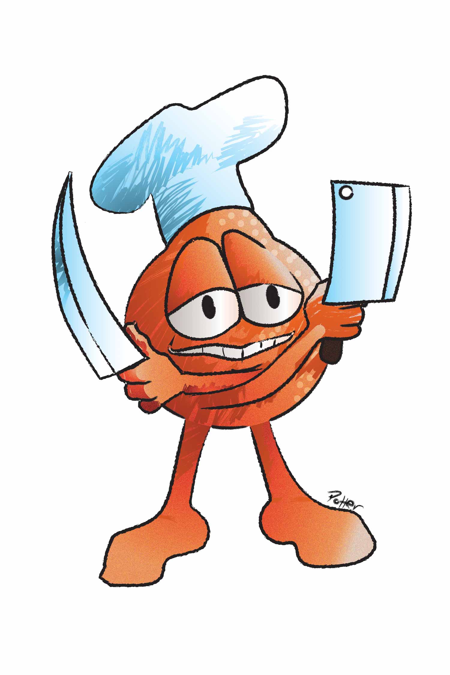 Orange Chef Cartoon Character Mascot