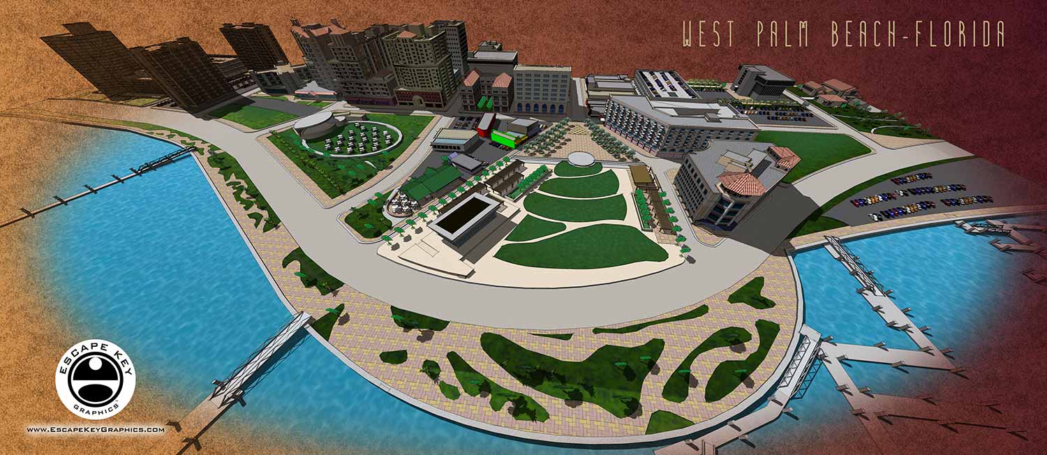 Palm Beach Waterfront Commons Illustration