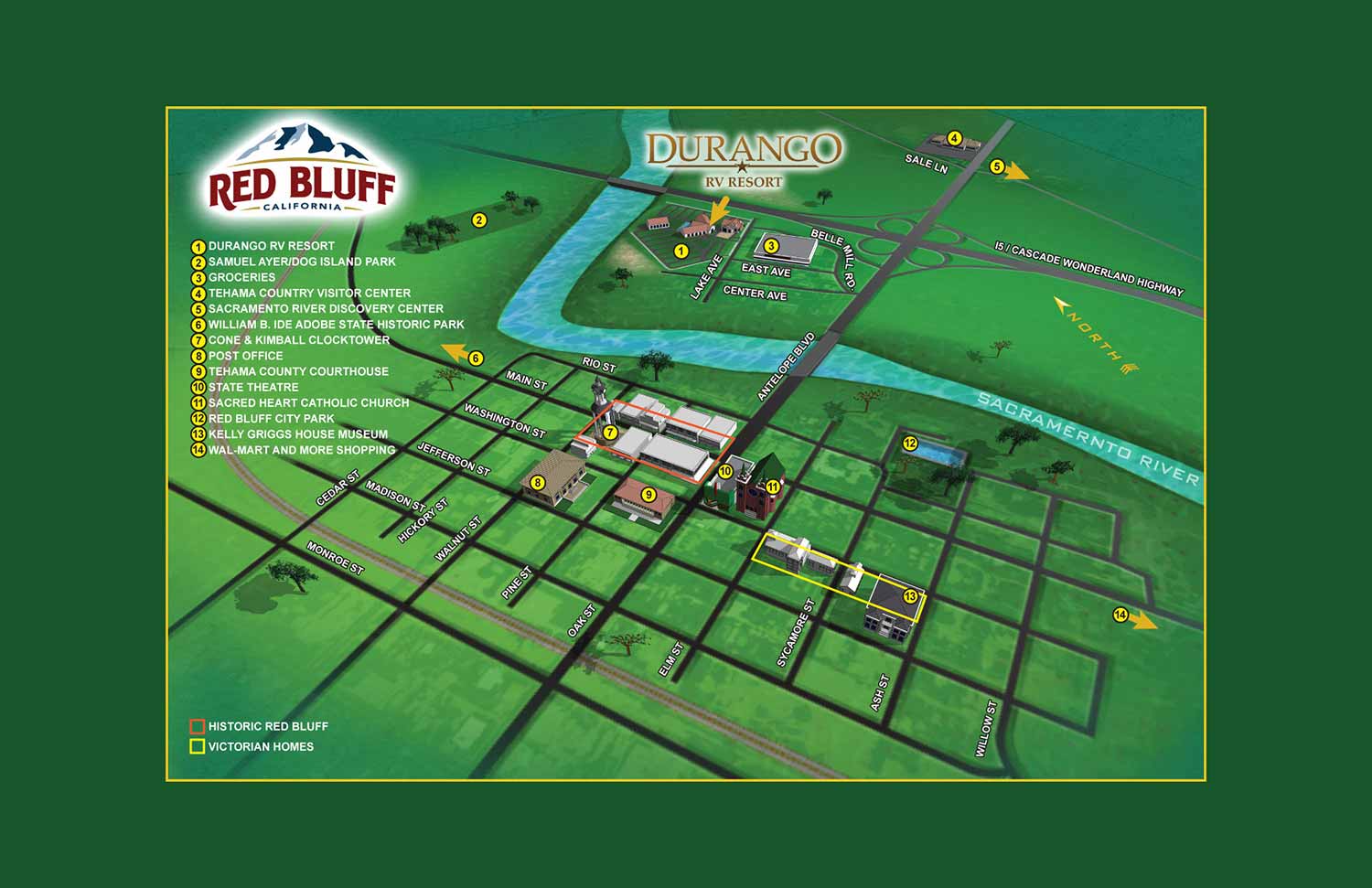 Red Bluff California Illustrated Map