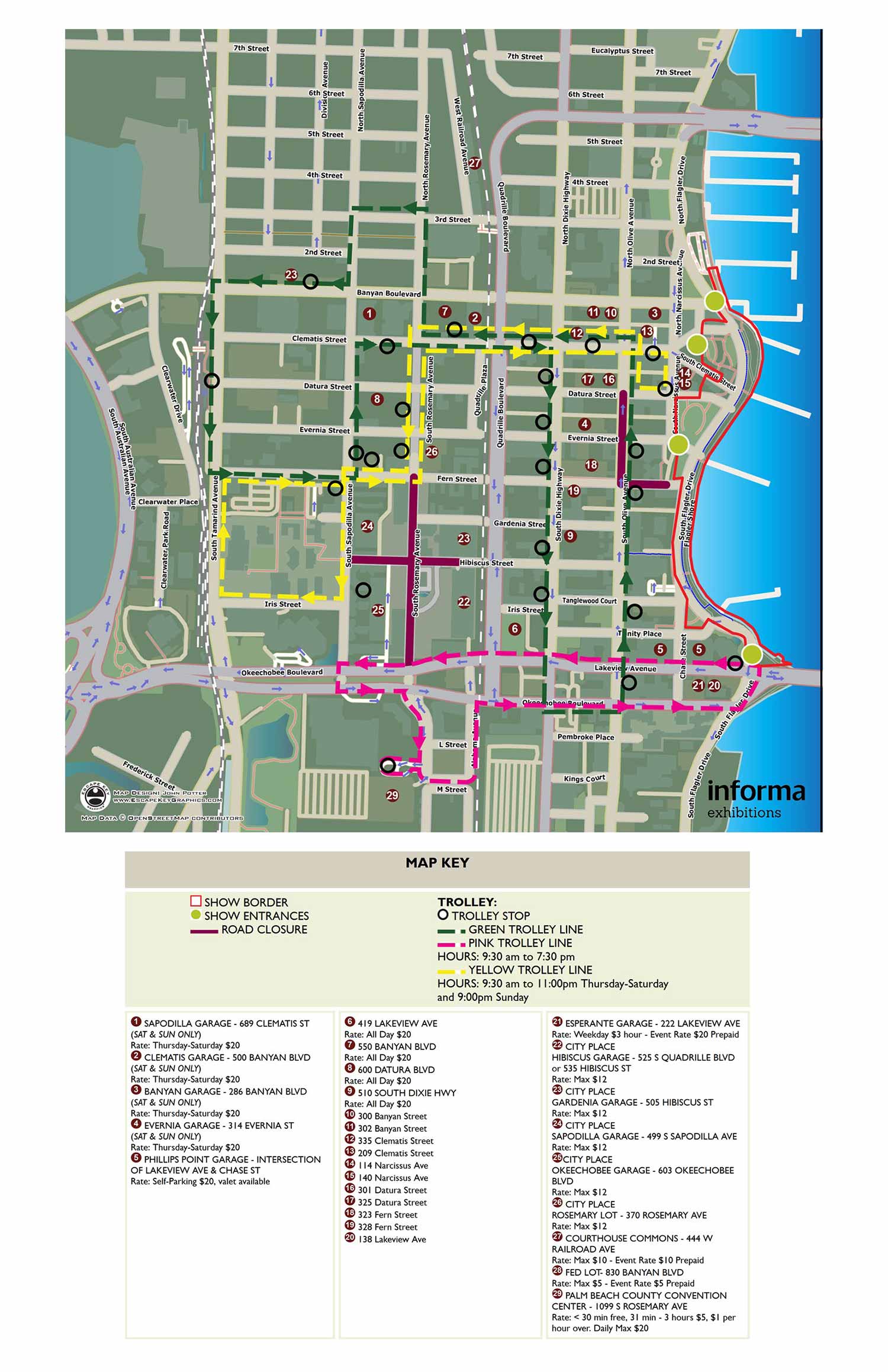 Palm Beach International Boat Show Transit Map 2019