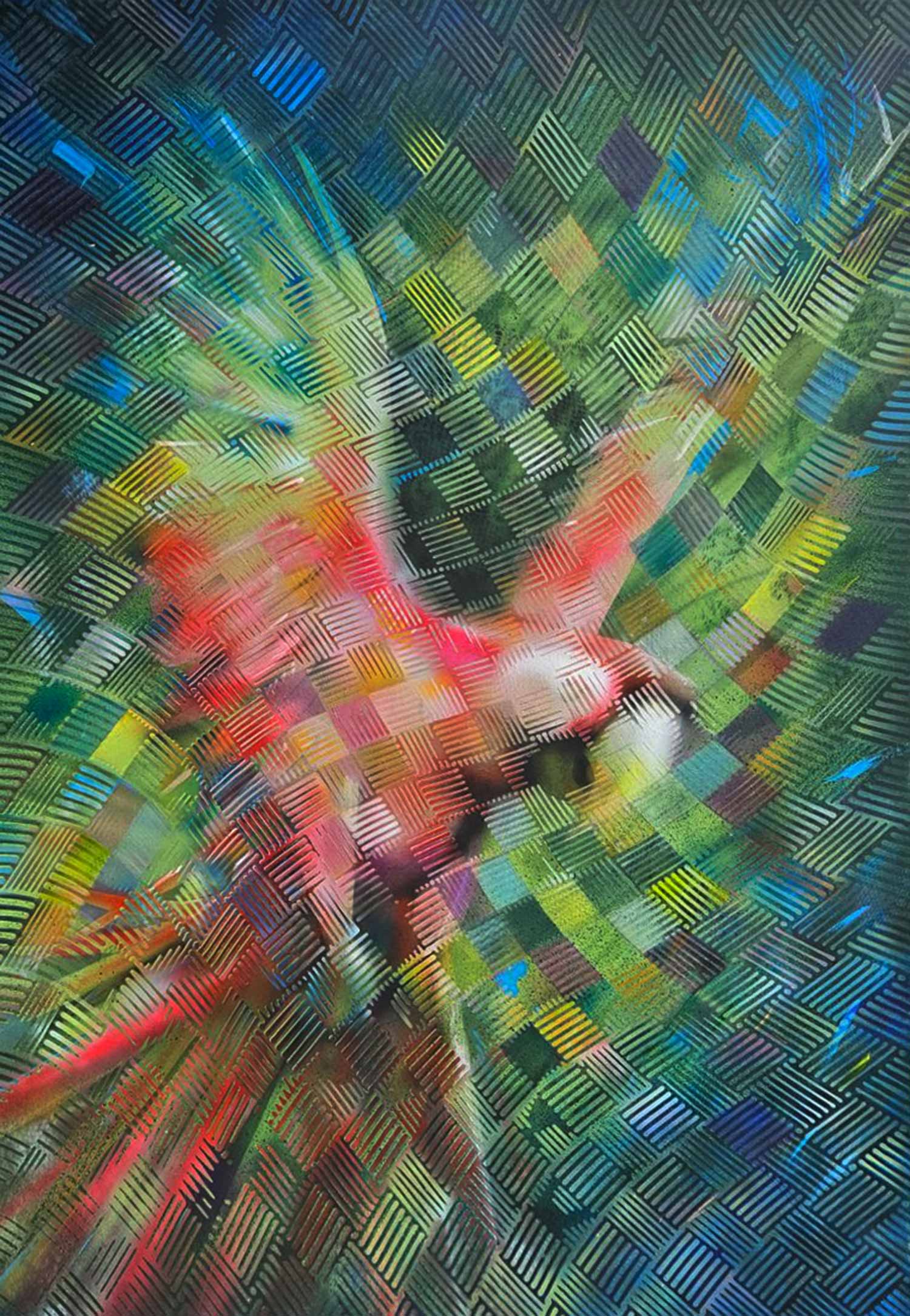 Painting of a Scarlet Macaw Taking Flight