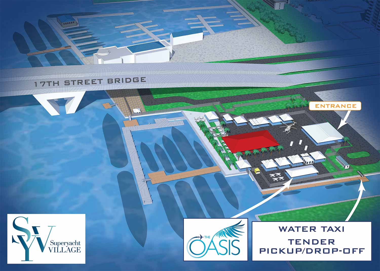 Map of The Oasis VIP Lounge by Global Marine Travel  at The Fort Lauderdale International Boat Show