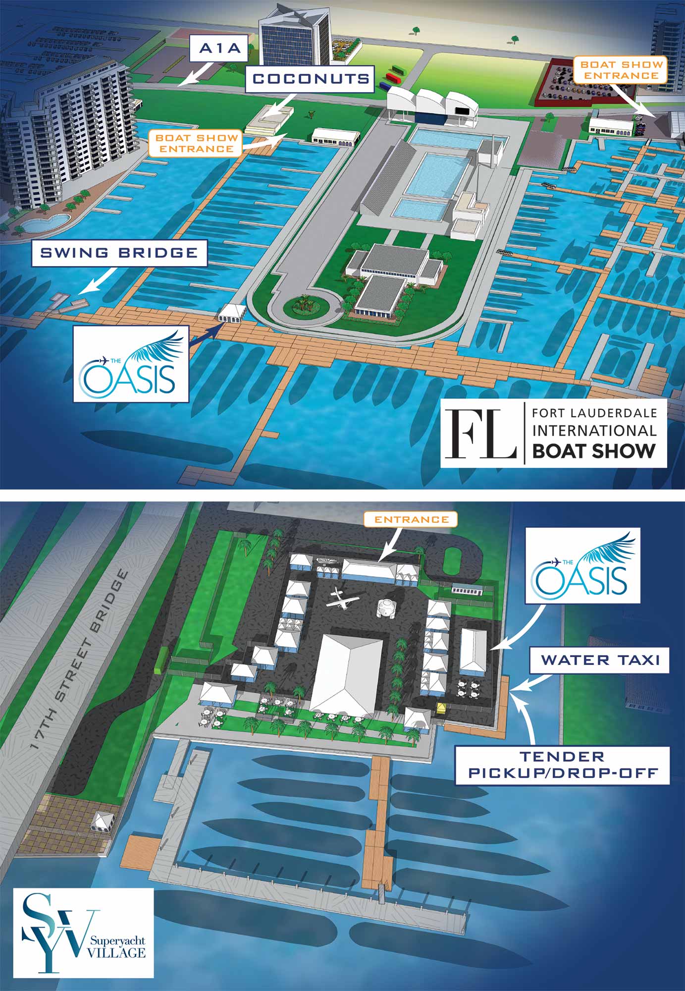 Map of The Oasis VIP Lounge by Global Marine Travel  at The Fort Lauderdale International Boat Show