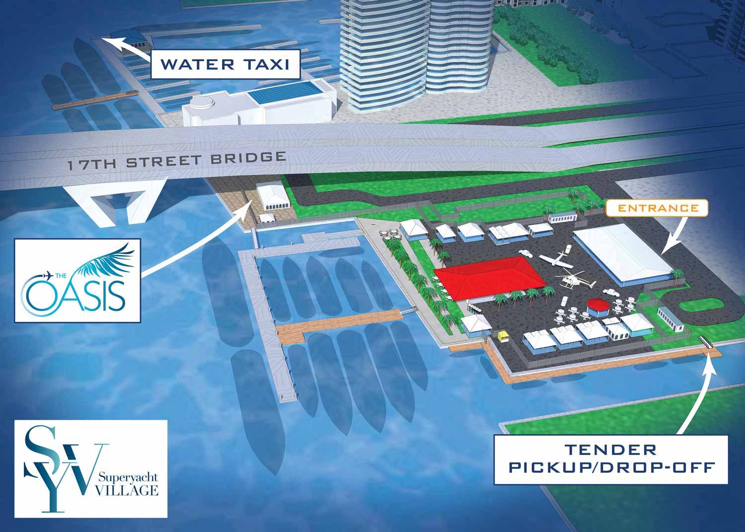 Map of The Oasis VIP Lounge by Global Marine Travel  at The Fort Lauderdale International Boat Show