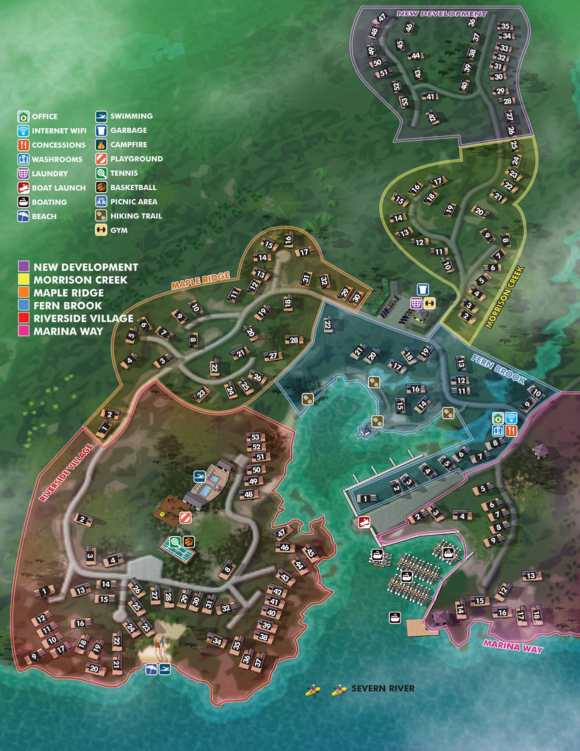 Illustrated map of vacation cabins