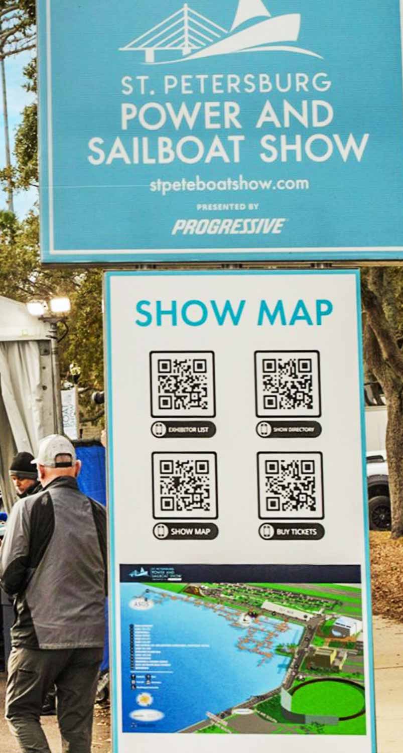 Saint Petersburg Power and Sailboat Show map 2025 on sign