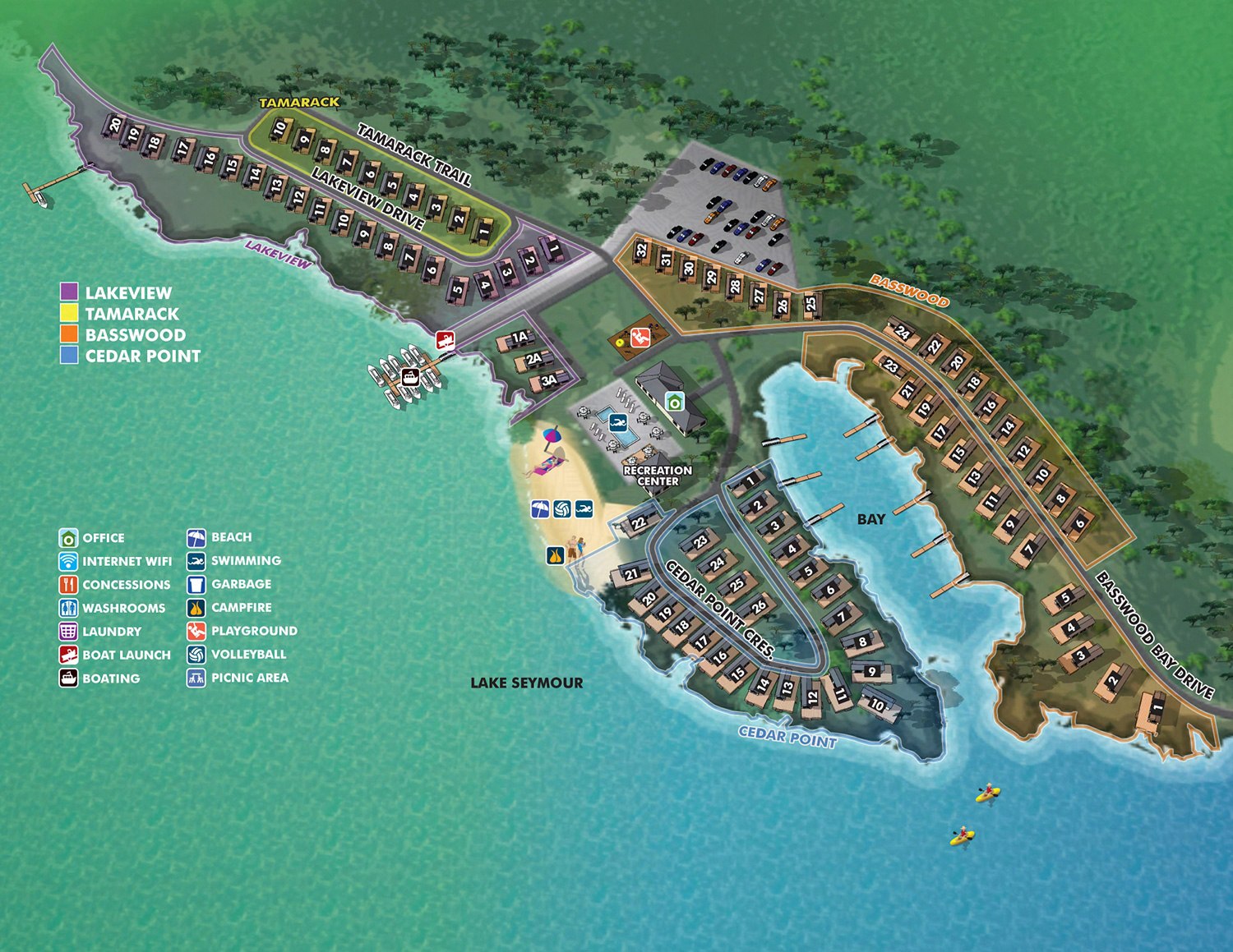 Illustrated map of vacation rentals