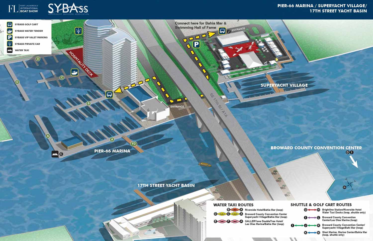 Fort Lauderdale International Boat Show SYBAss Marinas Map 2024