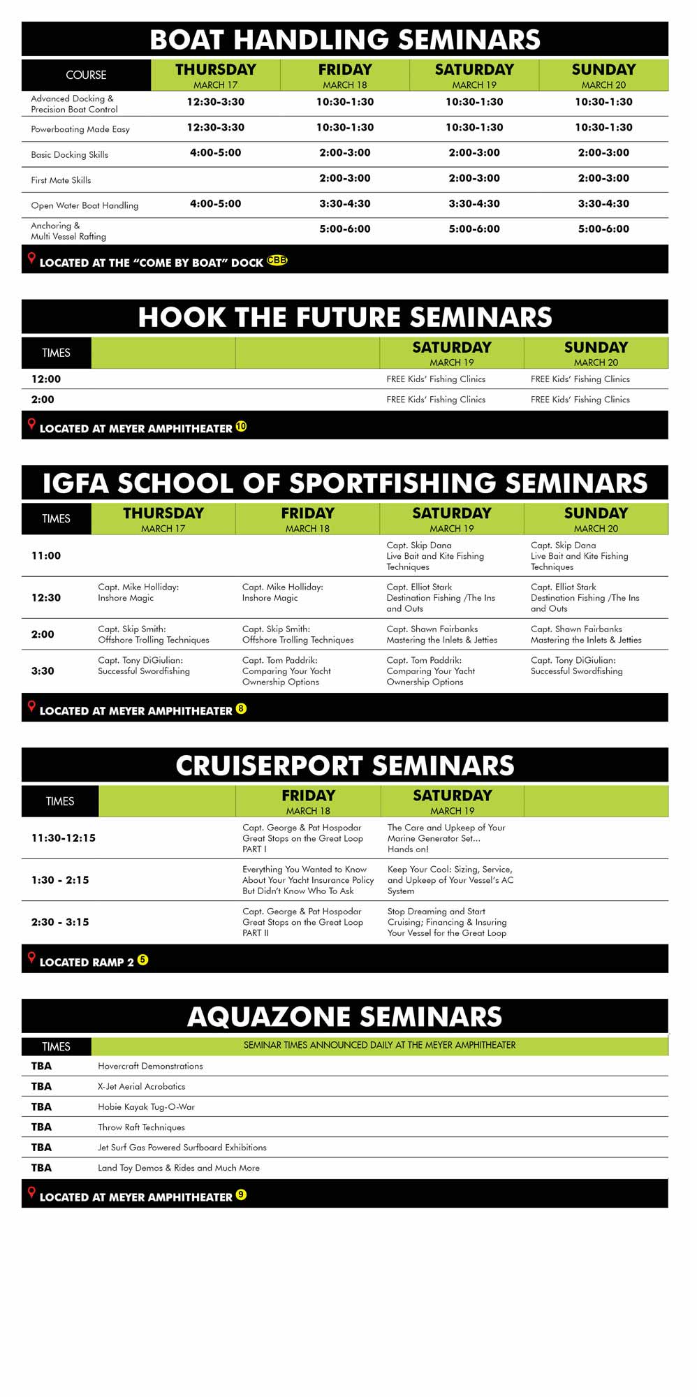 boat show seminar schedule layout