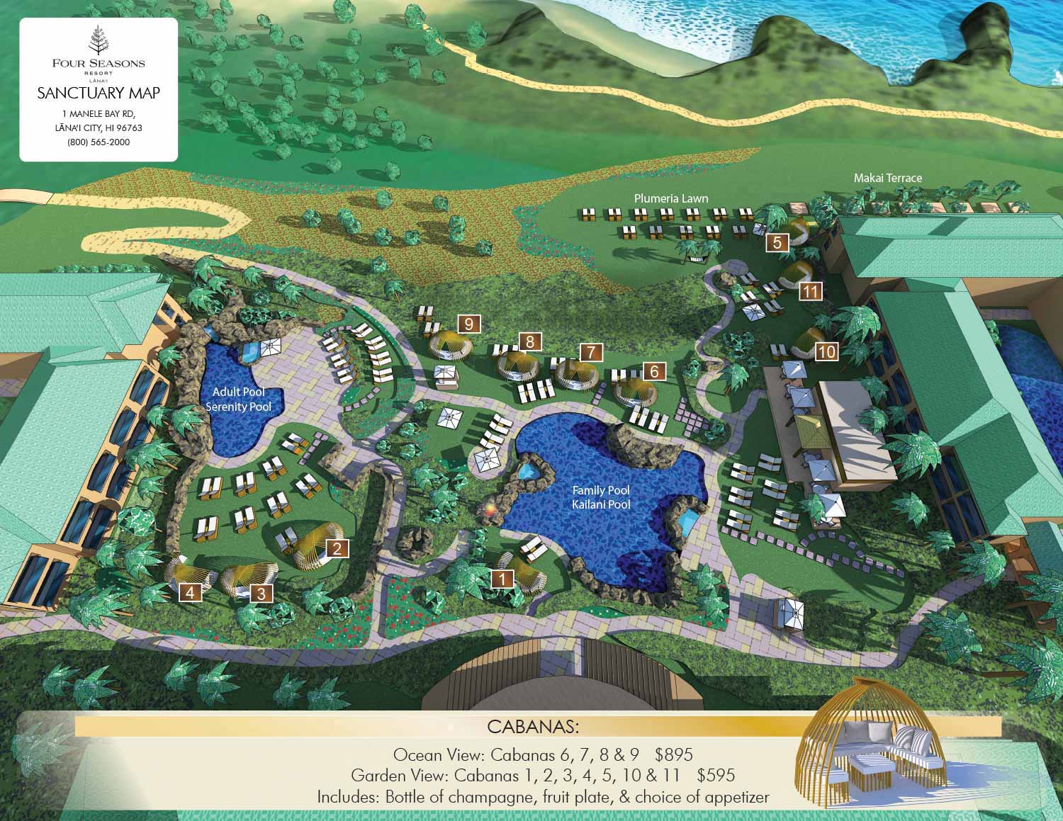 Four Seasons Resort Lanai Illustrated Map