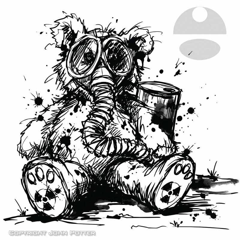AI Teddy Bear Black and White Vector