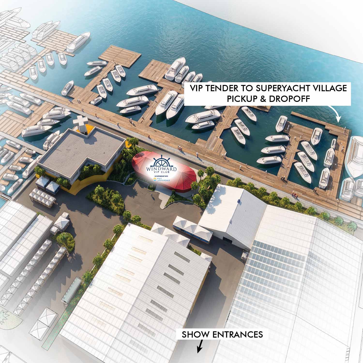 Map for the Windward VIP Club at the Fort Lauderdale International Boat Show
